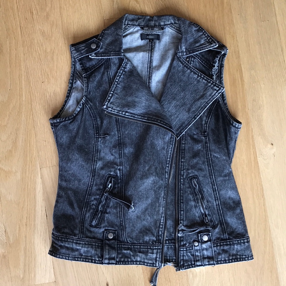LF Millau Biker Vest in Gray Acid Wash